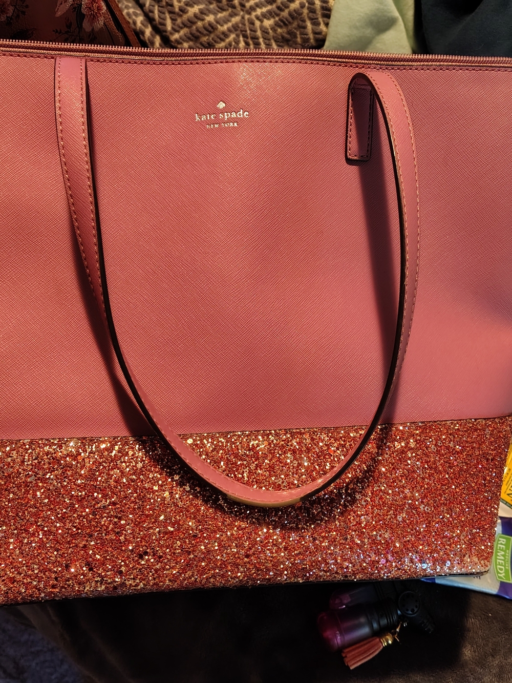 Cute Kate Spade New York Pink Glitter Tote Bag For Sale!